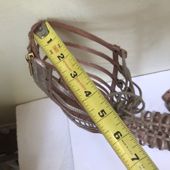 Joie Falicia Gladiator Sandals Tall Zip Leather Adjustable Suede Metallic Gold - Picture 16 of 16